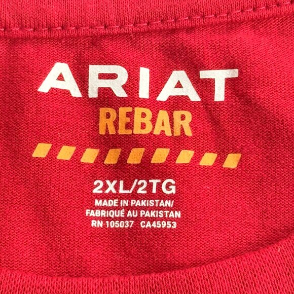 Ariat Rebar Men's Short Sleeve Crew Neck Rio Red T-Shirt Size 2XL NWT - Picture 7 of 10